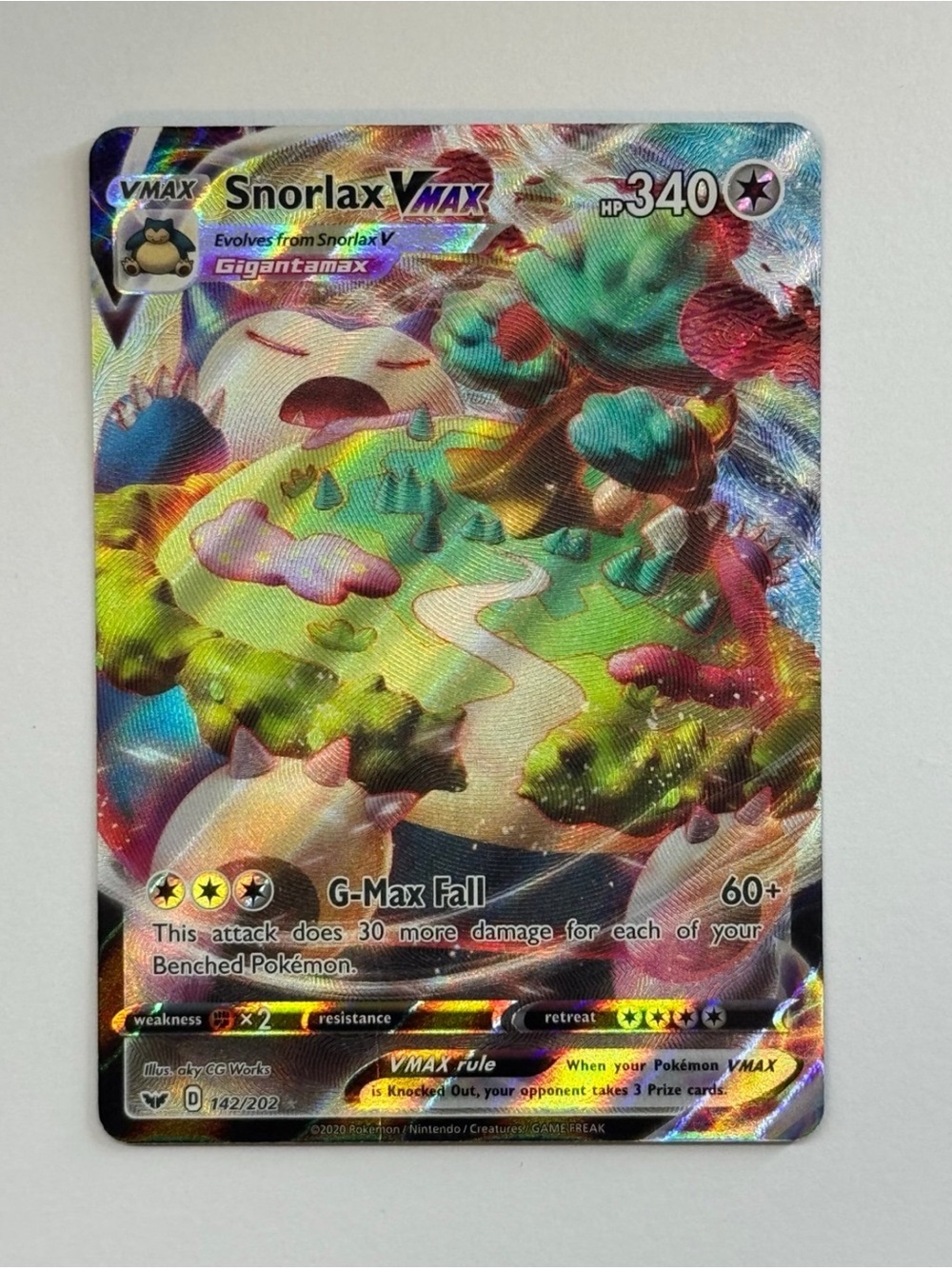Pokémon TCG Snorlax VMAX 142/202 Ultra Rare Full Art Holo SWSH01 Eng 340HP
